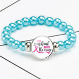 Breast Cancer Awareness Beads Bracelets 18mm Snap Buttons Dome Cabochon Charms Trendy Girls Women Jewelry Gift
