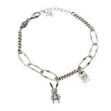 Minimal Design Sense Bracelet For Women Sterling Silver Luck Bear Bunny Letters
