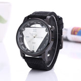 Factory direct fashion quartz watch men's canvas belt hollow inverted triangle men's and women's watches